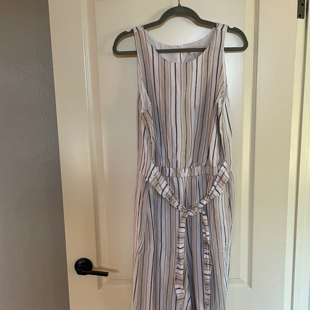 Cropped striped jumpsuit